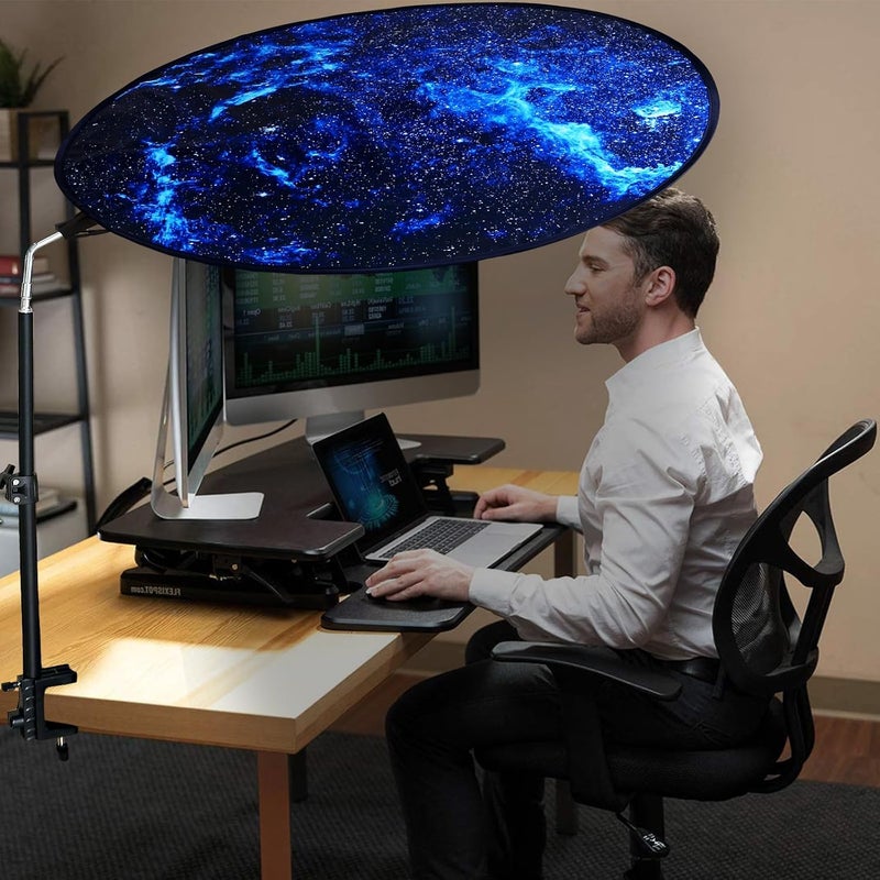 VSUNTENT Office Cubicle Desk Shade Anti-Glare Cover Light Sensitive Professionals Cubicle Light Blocker for Workspaces Desk Canopy 36" Circular Shading Light Shade with Clamp - Image 3